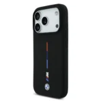 BMW iPhone 17 Pro Max Backcover hoesje - MagSafe - Liquid Silicone Case With Printed Tricolor - Zwart - Image 4