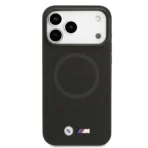 BMW iPhone 17 Pro Max Backcover hoesje - MagSafe - Full Wrapped Leather Case With Metal Logos - Zwart - Image 3