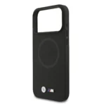 BMW iPhone 17 Pro Max Backcover hoesje - MagSafe - Full Wrapped Leather Case With Metal Logos - Zwart - Image 5