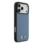 BMW iPhone 17 Pro Max Backcover hoesje - MagSafe - Quilted Leather Case With Metal Logo - Blauw - Image 2