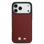 BMW iPhone 17 Pro Max Backcover hoesje - MagSafe - Quilted Leather Case With Metal Logo - Rood - Image 4