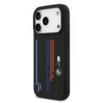 BMW iPhone 17 Pro Max Backcover hoesje - MagSafe - Liquid Silicone Case With Printed Multi-Tricolor - Zwart - Image 2