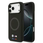 BMW iPhone 17 Pro Max Backcover hoesje - MagSafe - Liquid Silicone Case With Metal Logos - Zwart