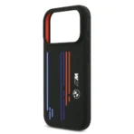 BMW iPhone 17 Pro Max Backcover hoesje - MagSafe - Liquid Silicone Case With Printed Multi-Tricolor - Zwart - Image 5