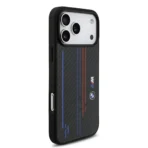 BMW iPhone 17 Pro Backcover hoesje - MagSafe Kevlar Case With Printed Tricolor & Metal Logos - Zwart - Afbeelding 3