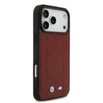 BMW iPhone 17 Pro Max Backcover hoesje - MagSafe - Quilted Leather Case With Metal Logo - Rood - Image 2