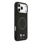 BMW iPhone 17 Pro Max Backcover hoesje - MagSafe - Liquid Silicone Case With Metal Logos - Zwart - Image 2