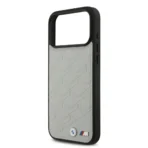 BMW iPhone 17 Pro Max Backcover hoesje - MagSafe - Seat Shaped Leather Case With Metal Logos - Grijs - Afbeelding 6