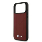 BMW iPhone 17 Pro Max Backcover hoesje - MagSafe - Quilted Leather Case With Metal Logo - Rood - Image 5