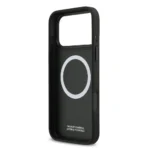 BMW iPhone 17 Pro Max Backcover hoesje - MagSafe - PU Leather Case With Tricolor Slanted Stripes & Metal Logos - Grijs - Image 6