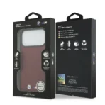 BMW iPhone 17 Pro Max Backcover hoesje - MagSafe - Quilted Leather Case With Metal Logo - Rood - Image 7