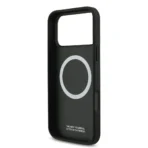 BMW iPhone 17 Pro Max Backcover hoesje - PU Leather & Carbon Case With Red Line Stitch - Zwart - Afbeelding 6