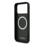 BMW iPhone 17 Pro Max Backcover hoesje - PU Leather Case With Perforated Blue Stripes & Metal Logos - Zwart - Afbeelding 6