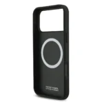 BMW iPhone 17 Pro Max Backcover hoesje - PU Leather & Carbon Case With Blue Line Stitch - Zwart - Afbeelding 5