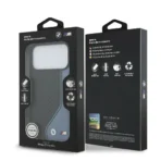 BMW iPhone 17 Pro Max Backcover hoesje - PU Leather & Carbon Case With Blue Line Stitch - Zwart - Afbeelding 8
