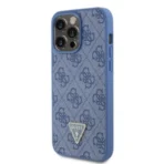 APPLE iPhone 15 Pro Max ORIGINELE CASE GUESS – HARDCASE LEDER 4G DIAMANT DRIEHOEK BLAUW HOESJE - Afbeelding 2