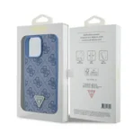 APPLE iPhone 15 Pro Max ORIGINELE CASE GUESS – HARDCASE LEDER 4G DIAMANT DRIEHOEK BLAUW HOESJE - Afbeelding 8
