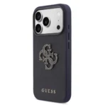 Guess 17 Pro Backcover hoesje - MagSafe - Saffiano Leather - 4G Resin Logo - Navy - Image 4
