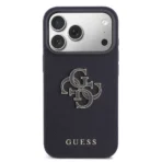 Guess 17 Pro Backcover hoesje - MagSafe - Saffiano Leather - 4G Resin Logo - Navy - Image 2