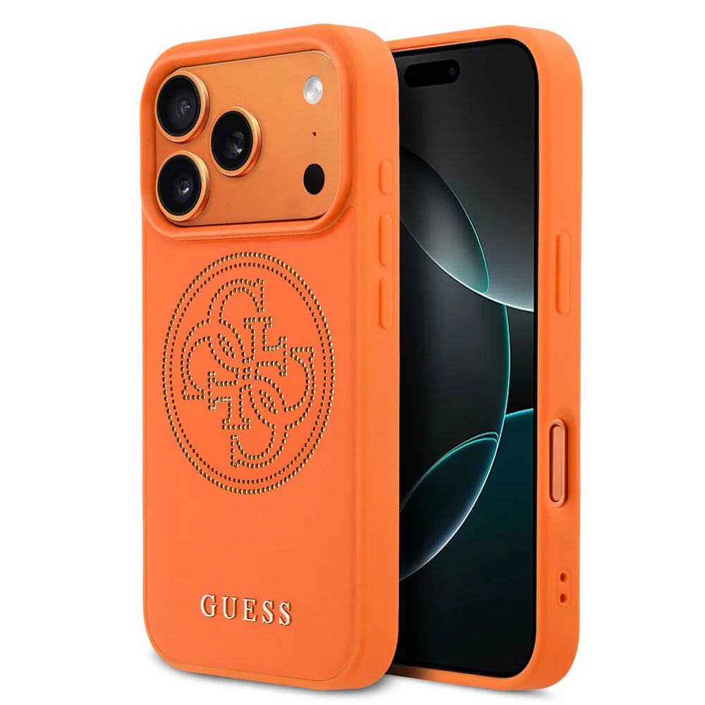 guess-guess-17-pro-max-backcover-hoesje-magsafe-4g-8.webp Guess 17 Pro Max Backcover hoesje - MagSafe - 4G Perforated Logo - Oranje - Image 1