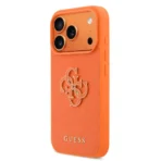 Guess 17 Pro Max Backcover hoesje - MagSafe - Saffiano Leather - 4G Resin Logo - Oranje - Image 4