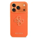 Guess 17 Pro Max Backcover hoesje - MagSafe - Saffiano Leather - 4G Resin Logo - Oranje - Image 3