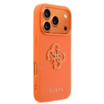 Guess 17 Pro Max Backcover hoesje - MagSafe - Saffiano Leather - 4G Resin Logo - Oranje - Image 2