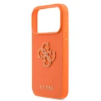 Guess 17 Pro Max Backcover hoesje - MagSafe - Saffiano Leather - 4G Resin Logo - Oranje - Image 7