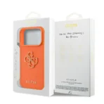 Guess 17 Pro Max Backcover hoesje - MagSafe - Saffiano Leather - 4G Resin Logo - Oranje - Image 9