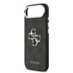 Guess iPhone 17 Air Backcover hoesje - 4G - Big Metal Logo - Silver Edge - Zwart - Afbeelding 5