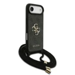 Guess iPhone 17 Air Backcover hoesje - Crossbody 4G Big Logo - Cord Strap - Zwart - Afbeelding 4