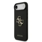 Guess iPhone 17 Air Backcover hoesje - Grained - Big 4G Logo - Zwart - Afbeelding 2