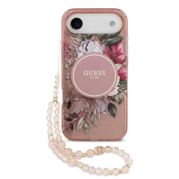 iPhone 17 Air hoesje Guess MagSafe roze bloemen