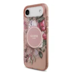 Guess iPhone 17 Air Backcover hoesje - Magsafe - IML Flowers with Pearl Strap - Roze - Afbeelding 3