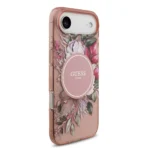 Guess iPhone 17 Air Backcover hoesje - Magsafe - IML Flowers with Pearl Strap - Roze - Afbeelding 2