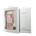 Guess iPhone 17 Air Backcover hoesje - Magsafe - IML Flowers with Pearl Strap - Roze - Afbeelding 9