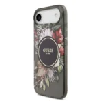 Guess iPhone 17 Air Backcover hoesje - Magsafe - IML Flowers with Pearl Strap - Zwart - Afbeelding 3