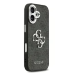 Guess iPhone 17 Backcover hoesje - 4G - Big Metal Logo - Silver Edge - Zwart - Image 2