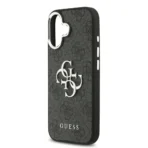 Guess iPhone 17 Backcover hoesje - 4G - Big Metal Logo - Silver Edge - Zwart - Image 5