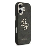 Guess iPhone 17 Backcover hoesje - 4G - Big Metal Logo - Gold Edge - Zwart - Image 2