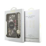 Guess iPhone 17 Backcover hoesje - Magsafe - IML Flowers with Pearl Strap - Zwart - Afbeelding 8