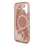 Guess iPhone 17 Backcover hoesje - Magsafe - IML Flowers with Pearl Strap - Roze - Afbeelding 6