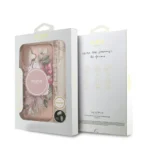 Guess iPhone 17 Backcover hoesje - Magsafe - IML Flowers with Pearl Strap - Roze - Afbeelding 8