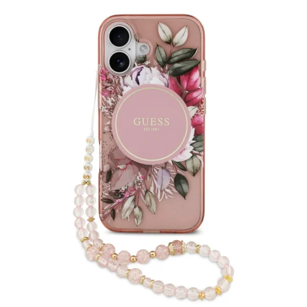 Guess iPhone 17 hoesje MagSafe bloemen roze