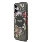 Guess iPhone 17 Backcover hoesje - Magsafe - IML Flowers with Pearl Strap - Zwart - Afbeelding 3