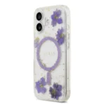 Guess iPhone 17 Backcover hoesje - Magsafe - Resin Flowers Design - Paars - Afbeelding 3
