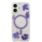 Guess iPhone 17 Backcover hoesje - Magsafe - Resin Flowers Design - Paars - Afbeelding 2