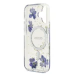 Guess iPhone 17 Backcover hoesje - Magsafe - Resin Flowers Design - Paars - Afbeelding 6