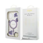 Guess iPhone 17 Backcover hoesje - Magsafe - Resin Flowers Design - Paars - Afbeelding 8