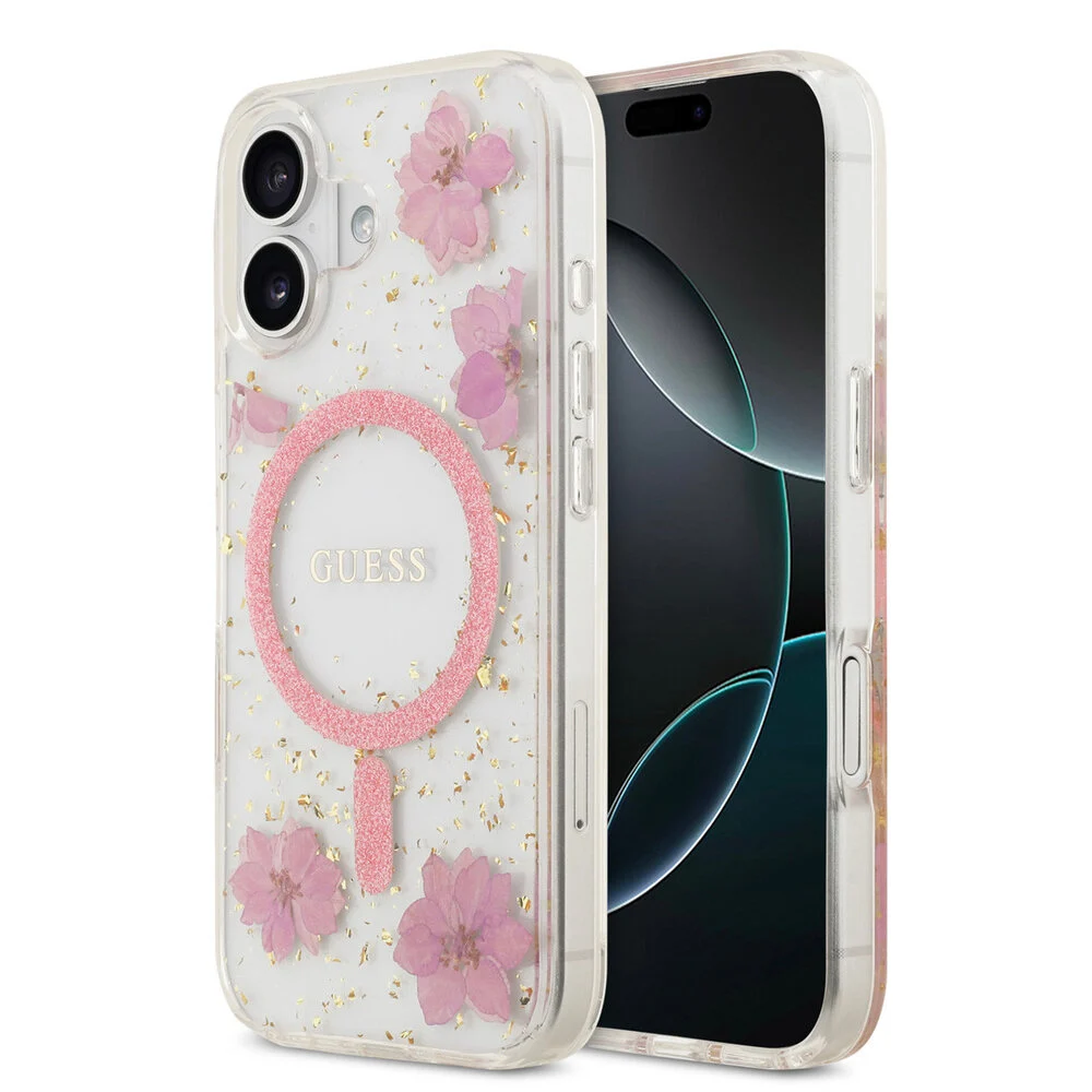 guess-guess-iphone-17-backcover-hoesje-magsafe-res-7.webp Guess iPhone 17 Backcover hoesje - Magsafe - Resin Flowers Design - Roze - Image 1